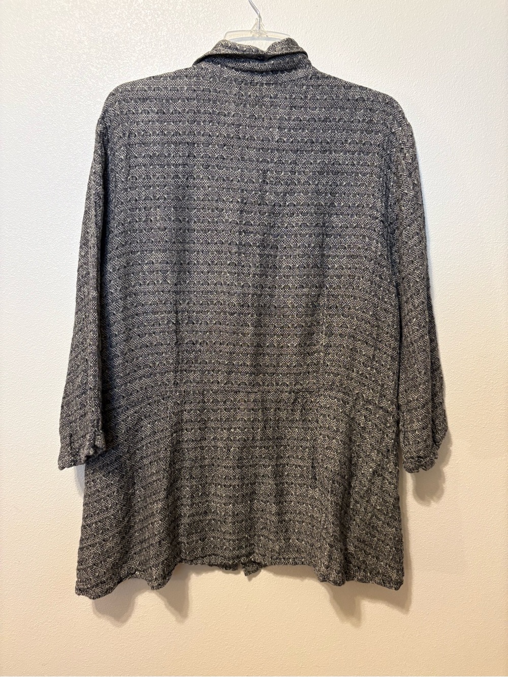 Flax Gray Textured Button-Front Relaxed Jacket - Picture 3 of 9